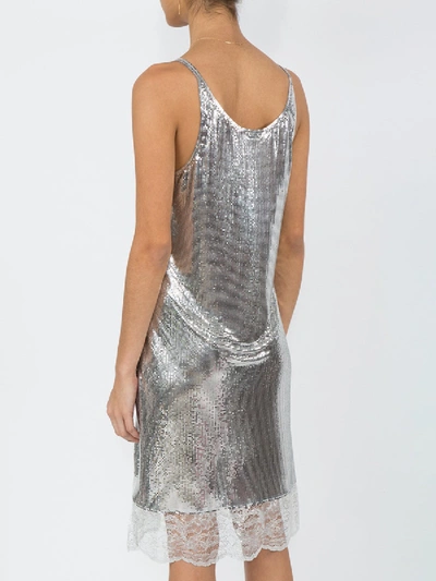 Shop Rabanne Lace Hem Dress In Silver