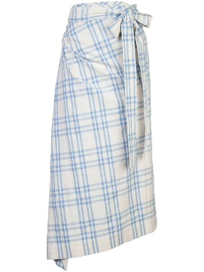 Shop Rosie Assoulin Draped Checked Skirt