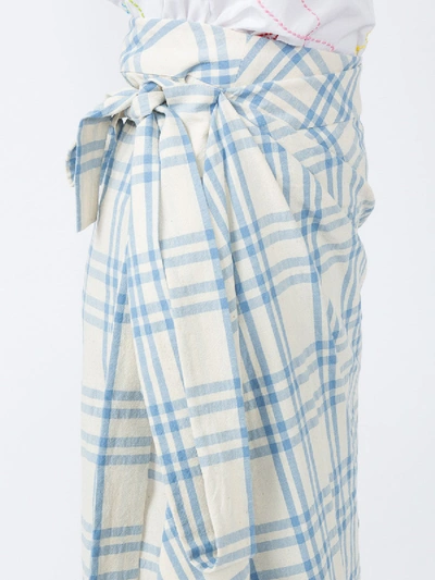 Shop Rosie Assoulin Draped Checked Skirt