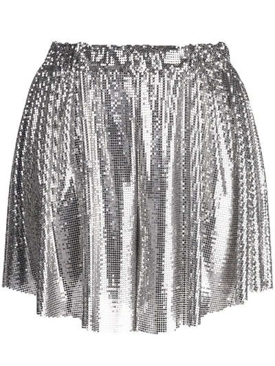 Shop Paco Rabanne Metallic Shorts In Silver