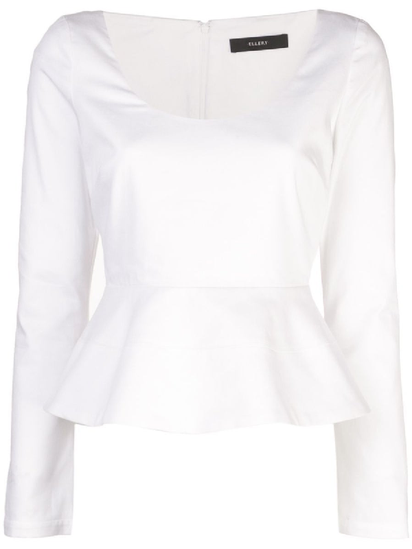 white peplum blouse long sleeve