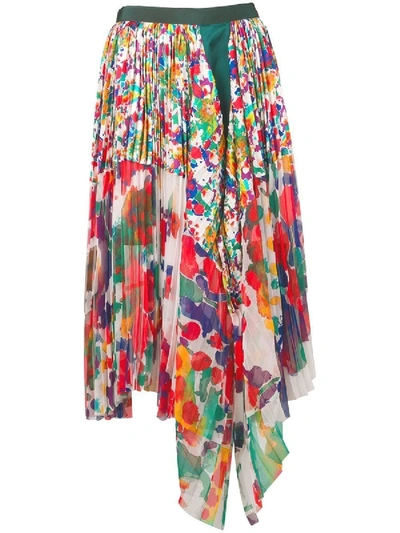 Shop Sacai Asymmetric Pleated Skirt