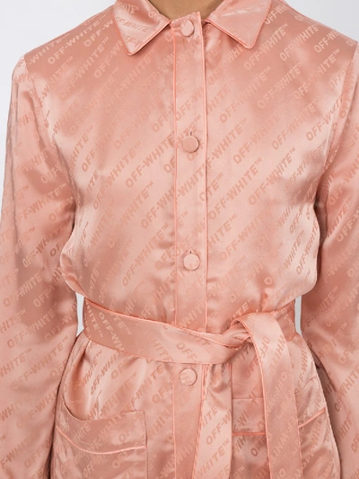 Shop Off-white Belted Logo Pajama Shirt In Pink