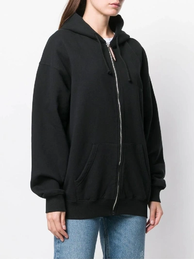 Shop Vetements Cut Out Elbows Zip Hoodie In Black