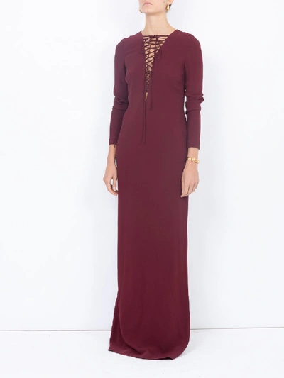 Shop Stella Mccartney Lace-up Gown Red