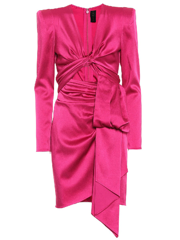 pink satin long sleeve dress