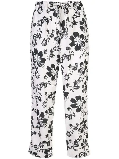 Shop Alexa Chung Floral Print Trousers In Black & White