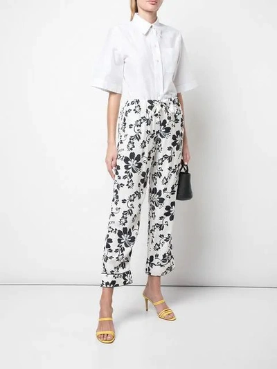 Shop Alexa Chung Floral Print Trousers In Black & White