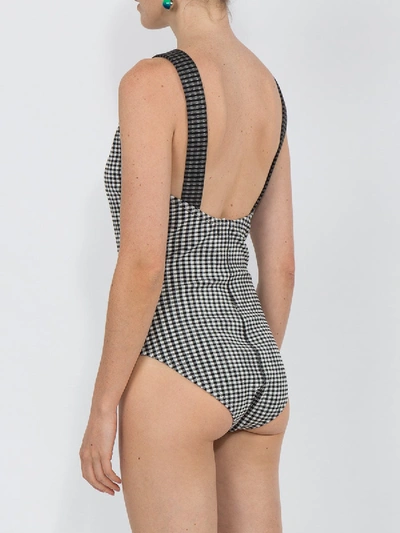 Shop Proenza Schouler Pswl Gingham Bodysuit In Black & White