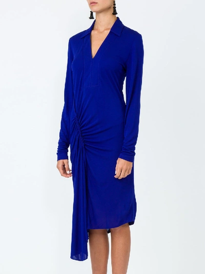 Shop Atlein Gathered Stretch-jersey Dress Blue