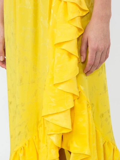 Shop Attico Long Ruffled Skirt In Yellow