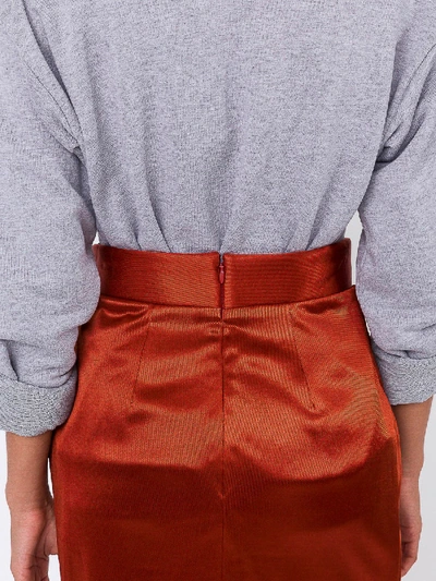 Shop Atlein Draped Metallic Satin Mini Skirt