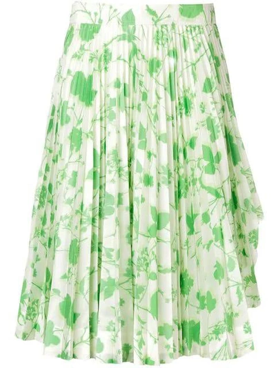 Shop Calvin Klein 205w39nyc Floral Print Pleated Skirt In Green