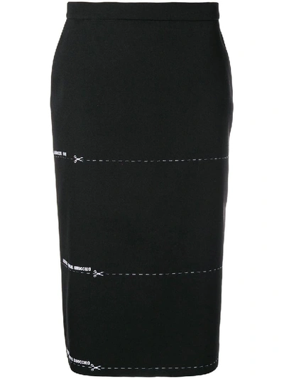 Shop Vetements Scissors Cut Line Pencil Skirt In Black