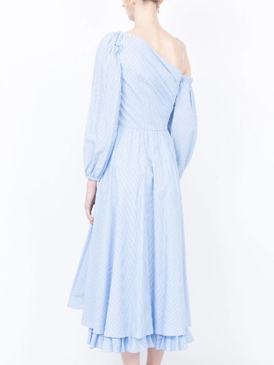 Shop Alexa Chung Pinstripe One Shoulder Dress