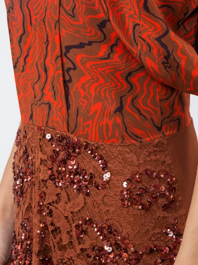 Shop Chloé Sequinned Lace Dress In Orange