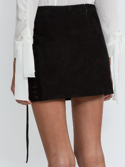 Shop Saint Laurent Side Lace-fastened Fitted Skirt In Black