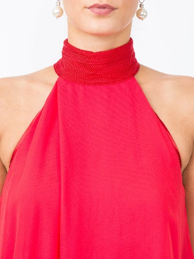 Shop Galvan Scarlet Halter-neck Chiffon Dress In Red