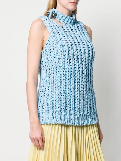 Shop Calvin Klein 205w39nyc Sleeveless Knitted Top In Blue