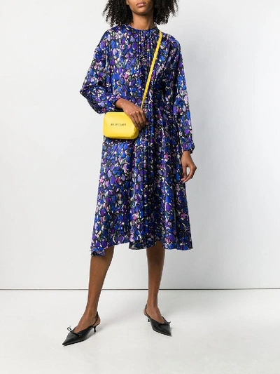 Shop Balenciaga Pulled Print Dress In Purple