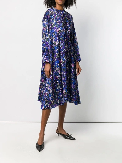 Shop Balenciaga Pulled Print Dress In Purple