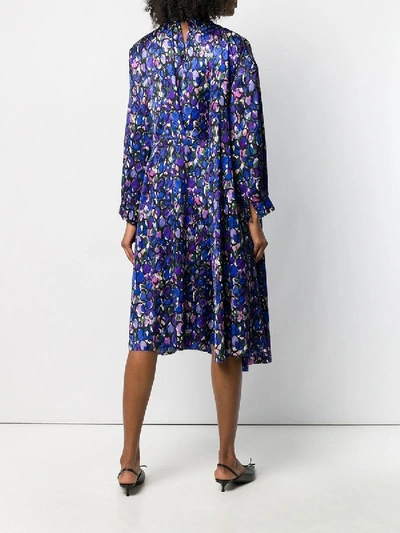 Shop Balenciaga Pulled Print Dress In Purple
