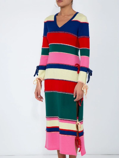 Shop Rosie Assoulin Striped Knitted Dress In Multicolor