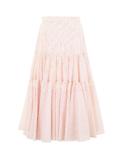 Shop Calvin Klein 205w39nyc Midi Check Skirt In Pink