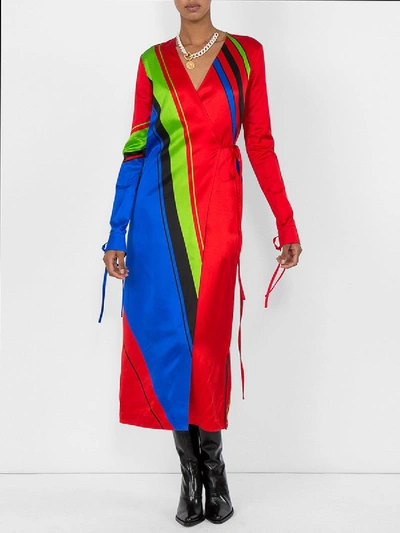 Shop Attico Printed Satin Robe Dress