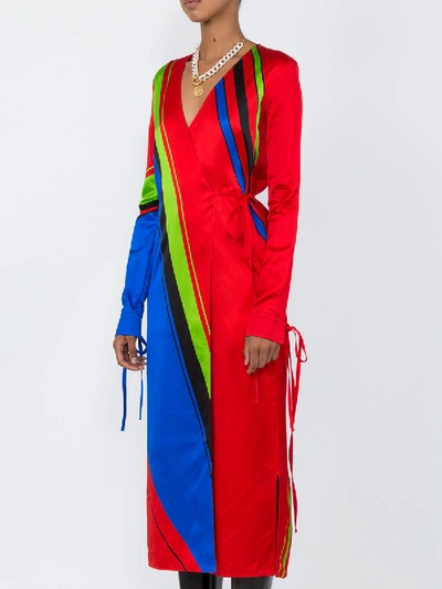 Shop Attico Printed Satin Robe Dress