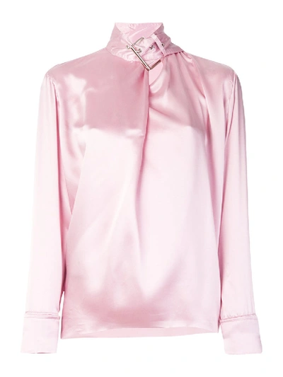 Shop Marques' Almeida Satin Buckle Neck Blouse Pink