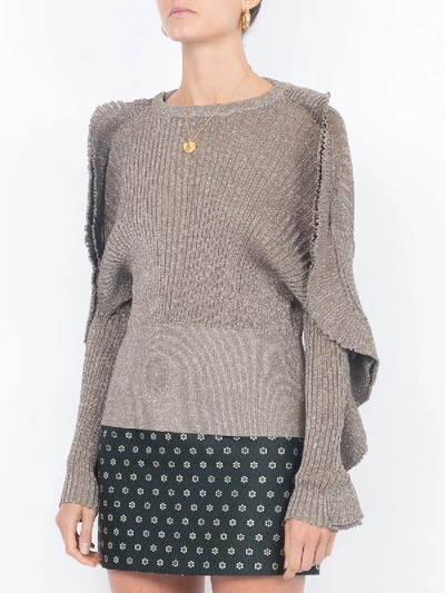 Shop Chloé Cropped Ruffle Sleeve Sweater
