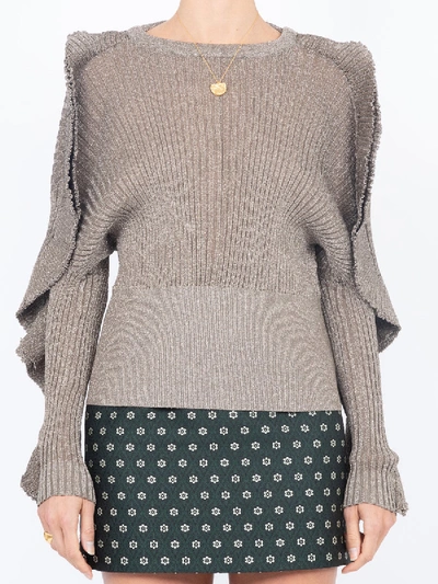 Shop Chloé Cropped Ruffle Sleeve Sweater