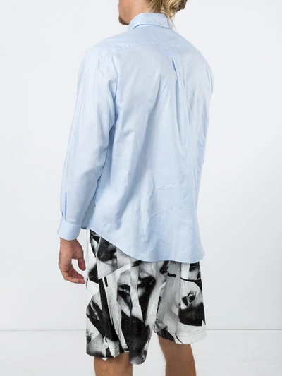 Shop Burberry Printed Button Up Shirt In Blue