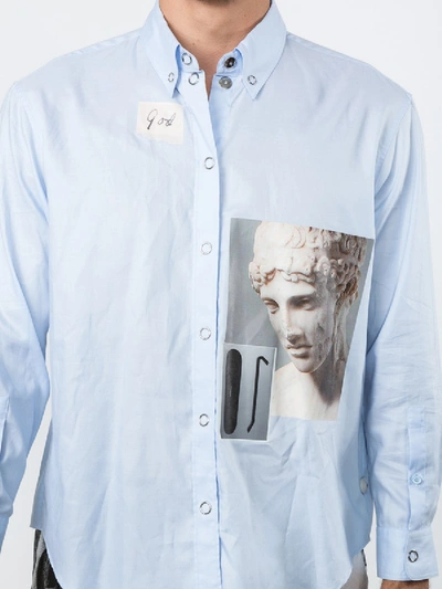 Shop Burberry Printed Button Up Shirt In Blue