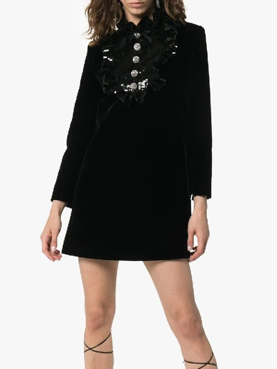 Shop Saint Laurent Sequin Embellished A-line Dress