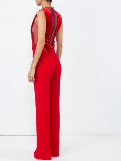 Shop Galvan Velvet Gwyneth Jumpsuit Red