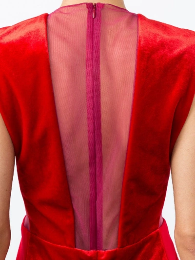 Shop Galvan Velvet Gwyneth Jumpsuit Red