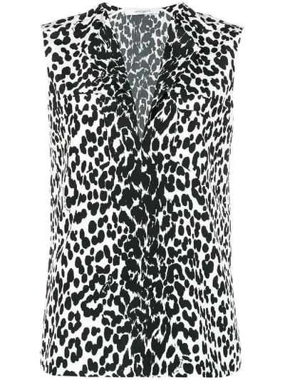 Givenchy V Neck Blouse Black & White In Black & White