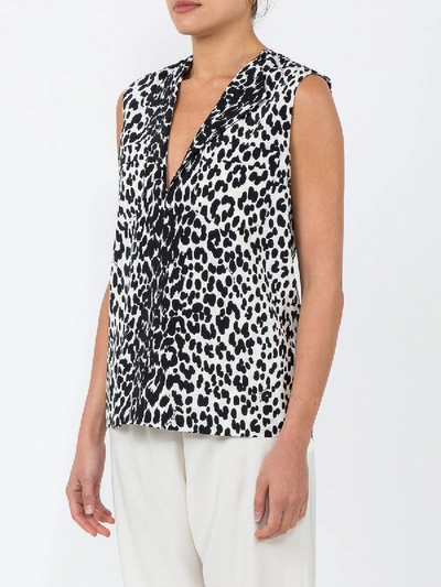 Givenchy V Neck Blouse Black & White In Black & White