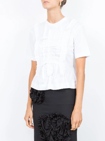 Shop Simone Rocha Beaded Ruched Front T-shirt In White