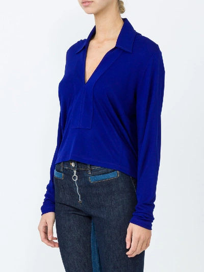 Shop Atlein Cutout Draped Stretch-jersey Top In Blue