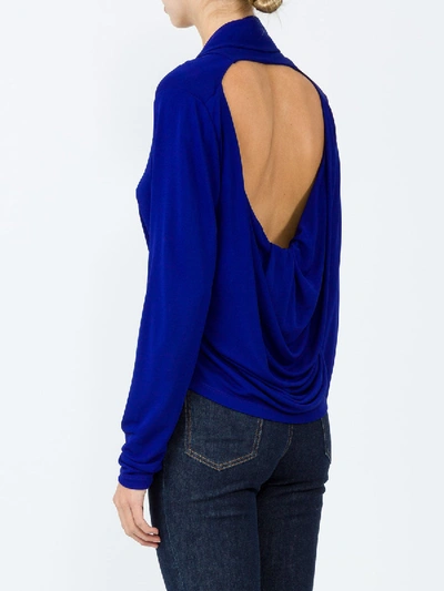 Shop Atlein Cutout Draped Stretch-jersey Top In Blue