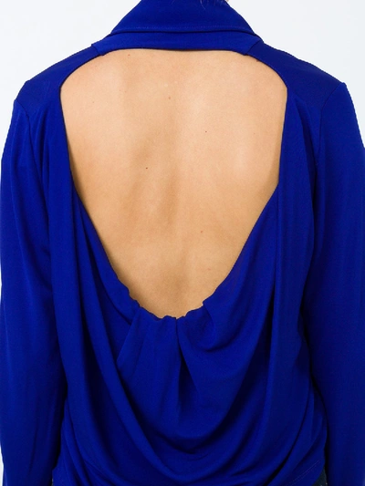 Shop Atlein Cutout Draped Stretch-jersey Top In Blue