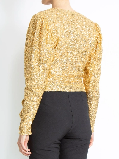 Shop Attico Sequinned Top In Gold