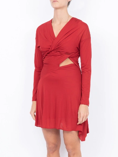 Shop Atlein Viscose Twisted Dress In Red