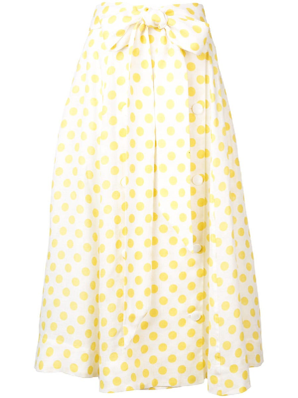 yellow and white polka dot skirt