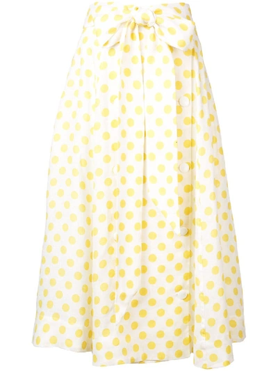 Shop Lisa Marie Fernandez Diana Polka Dot Skirt In Yellow