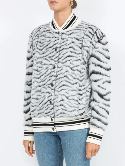 Shop Givenchy Mohair-blend Knitted Bomber Jacket Black & White