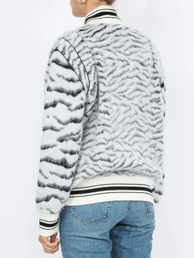 Shop Givenchy Mohair-blend Knitted Bomber Jacket Black & White
